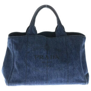 PRADA CANAPA Denim Handbag Shoulder Bag Indigo Blue